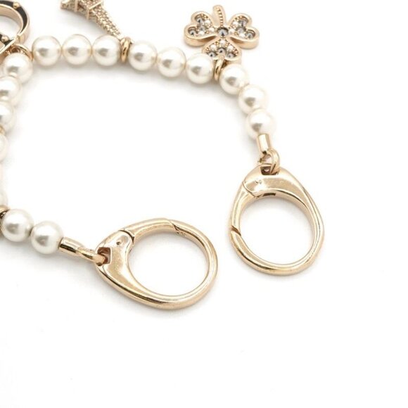 Dior star charm - Gem Christian Dior Charm Gold Logo Pearl Rhinestone Clover Star